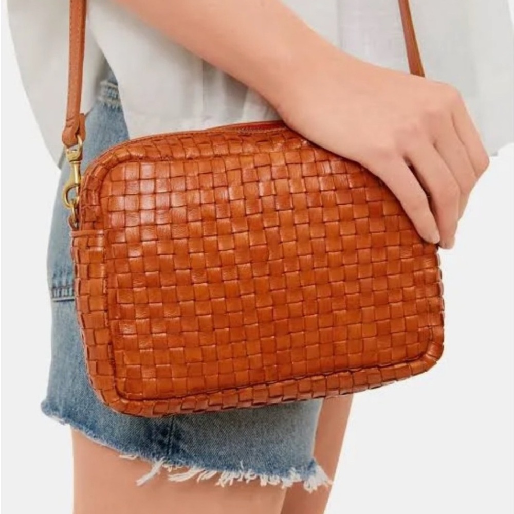 Clare V. Midi Sac woven checker crossbody bag